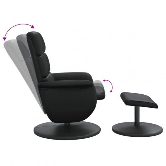 Fauteuil inclinable avec repose-pied noir similicuir