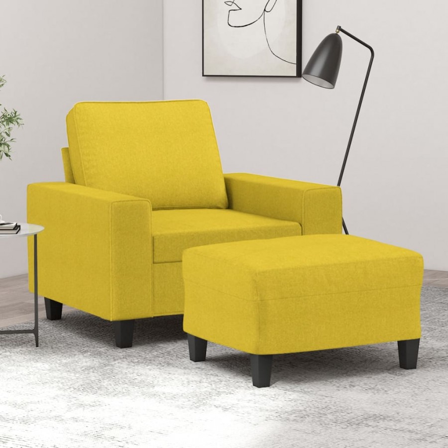 Fauteuil avec repose-pied Jaune clair 60 cm Tissu