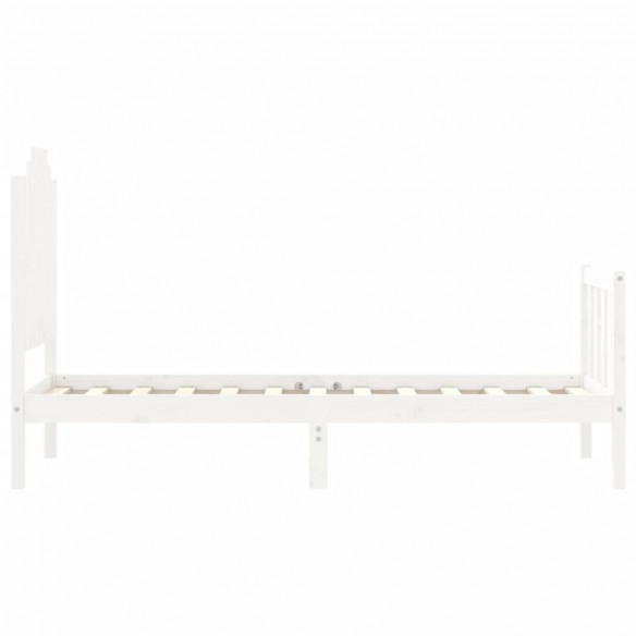 Cadre de lit avec tête de lit blanc petit simple bois massif