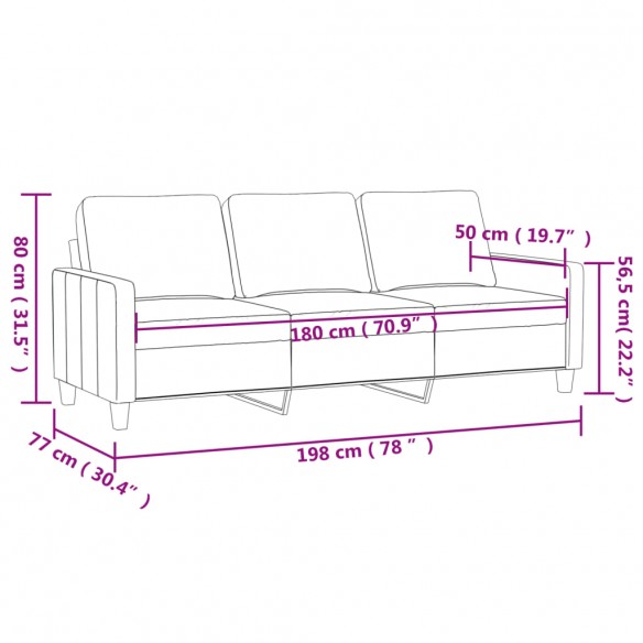 Canapé à 3 places Vert foncé 180 cm Velours