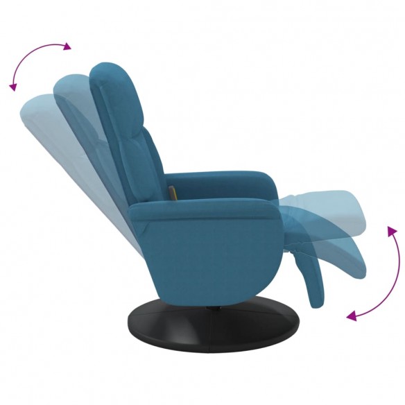 Fauteuil inclinable de massage avec repose-pied bleu velours
