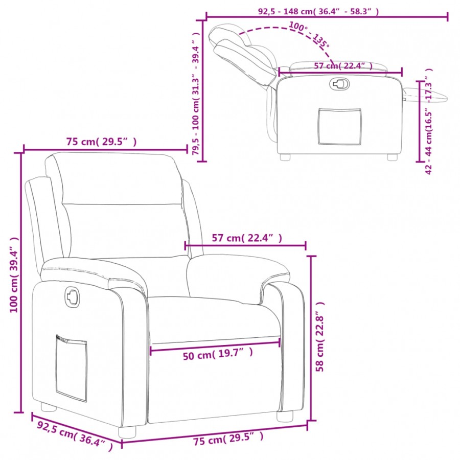 Fauteuil inclinable Noir Similicuir Fauteuil inclinable Noir Similicuir