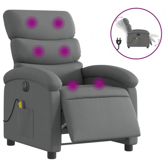 Fauteuil inclinable de massage électrique gris foncé tissu