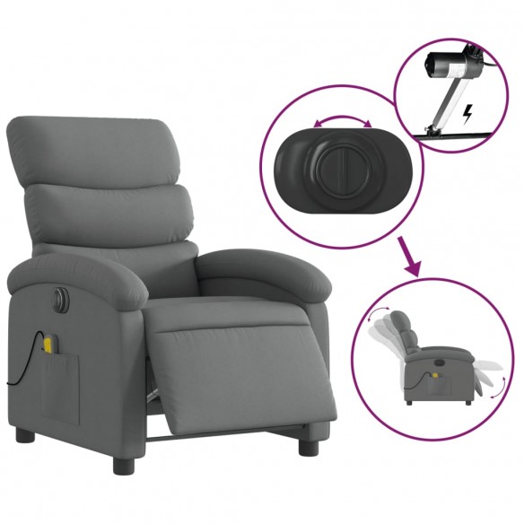 Fauteuil inclinable de massage électrique gris foncé tissu