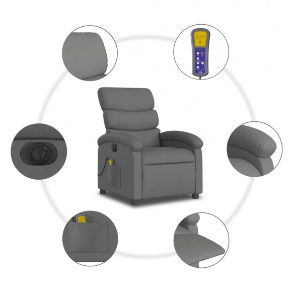 Fauteuil inclinable de massage électrique gris foncé tissu