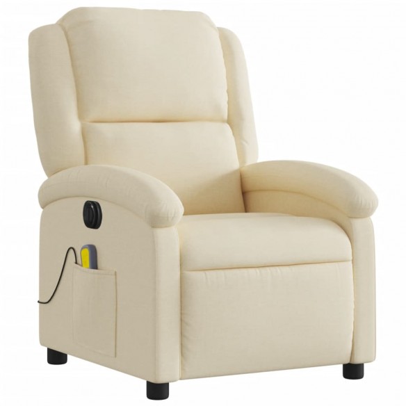 Fauteuil inclinable de massage électrique crème tissu