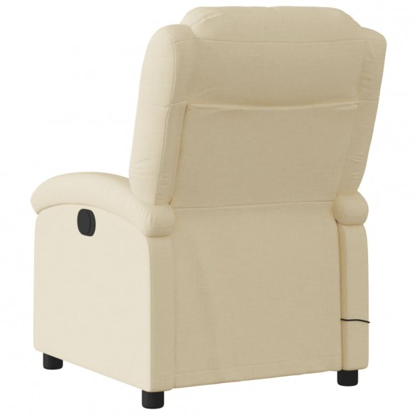 Fauteuil inclinable de massage électrique crème tissu