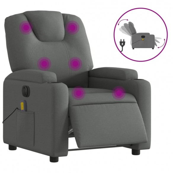 Fauteuil inclinable de massage électrique gris foncé tissu