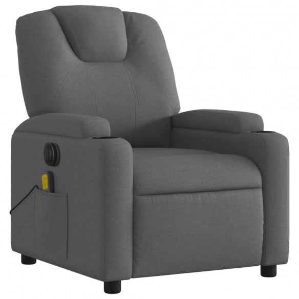 Fauteuil inclinable de massage électrique gris foncé tissu