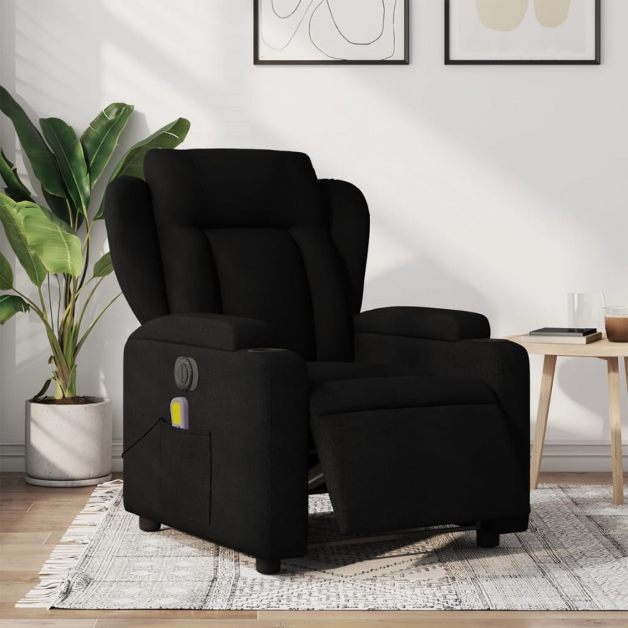 Fauteuil de massage inclinable électrique Noir Tissu