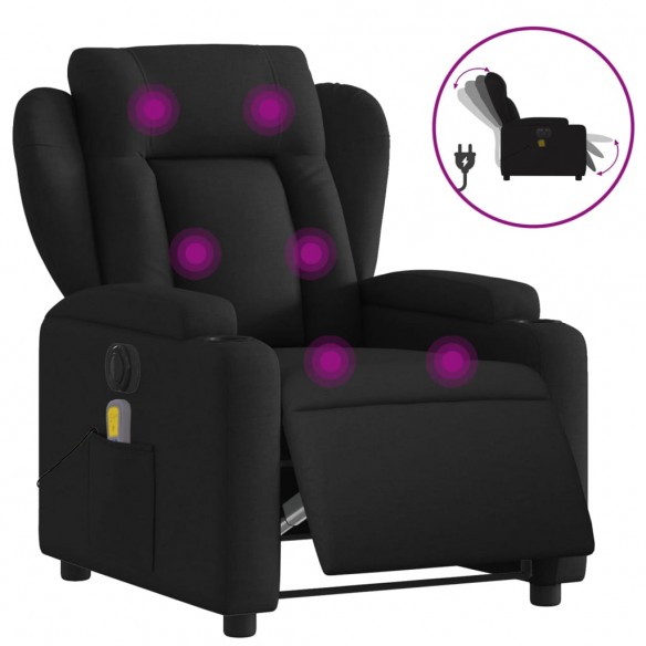 Fauteuil de massage inclinable électrique Noir Tissu