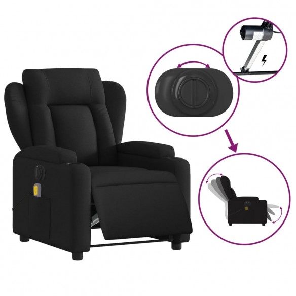 Fauteuil de massage inclinable électrique Noir Tissu