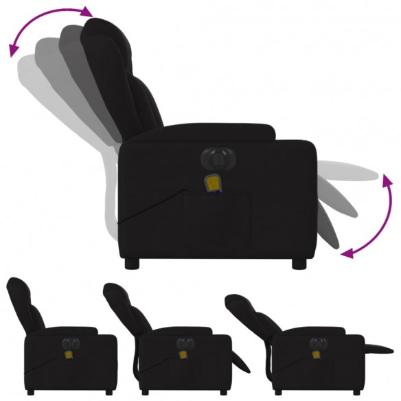 Fauteuil de massage inclinable électrique Noir Tissu