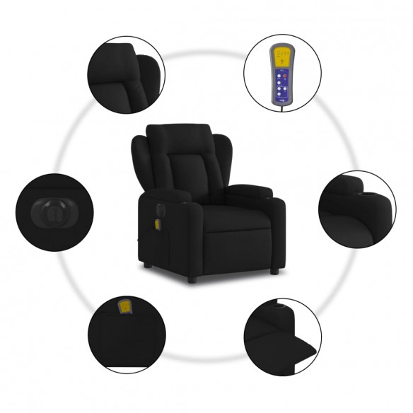 Fauteuil de massage inclinable électrique Noir Tissu