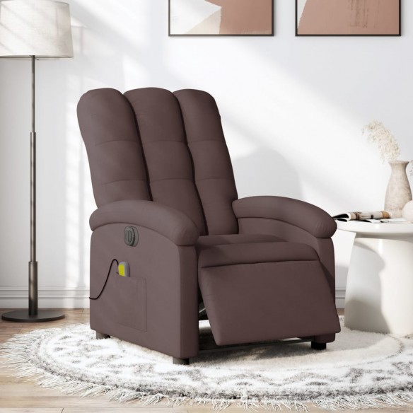 Fauteuil de massage inclinable électrique Marron foncé Tissu