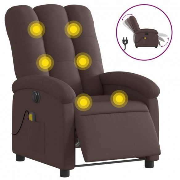 Fauteuil de massage inclinable électrique Marron foncé Tissu