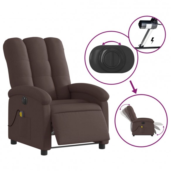 Fauteuil de massage inclinable électrique Marron foncé Tissu