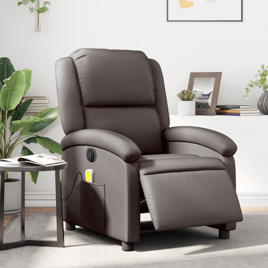 Fauteuil de massage inclinable électrique marron foncé