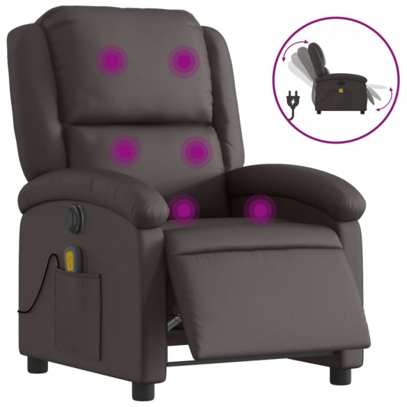 Fauteuil de massage inclinable électrique marron foncé