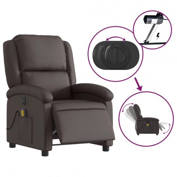 Fauteuil de massage inclinable électrique marron foncé