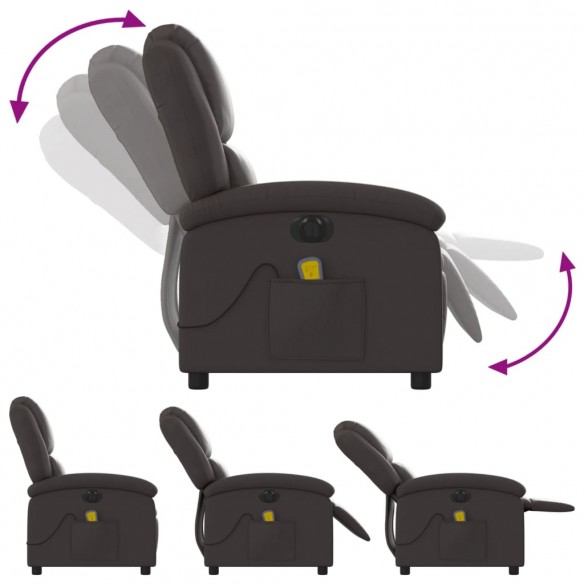 Fauteuil de massage inclinable électrique marron foncé