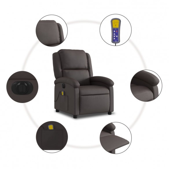 Fauteuil de massage inclinable électrique marron foncé