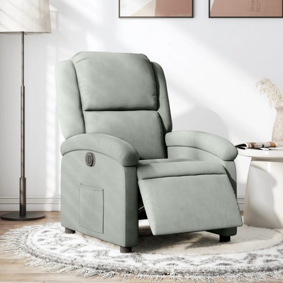 Fauteuil inclinable électrique gris clair velours