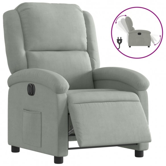 Fauteuil inclinable électrique gris clair velours