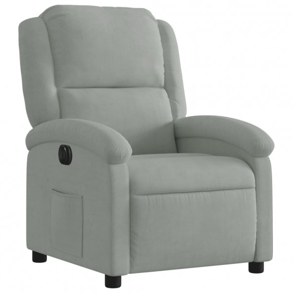 Fauteuil inclinable électrique gris clair velours