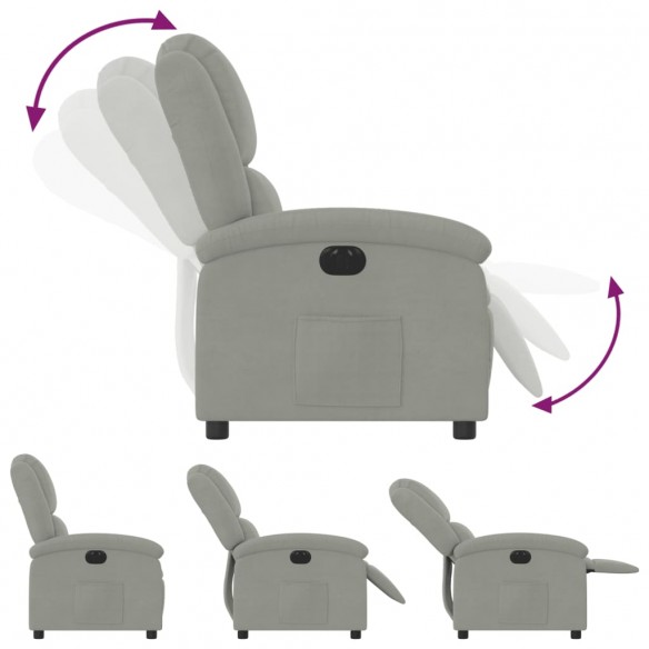 Fauteuil inclinable électrique gris clair velours