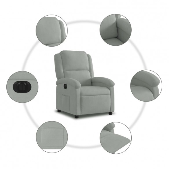 Fauteuil inclinable électrique gris clair velours