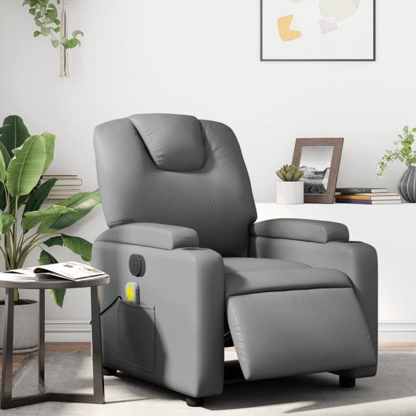 Fauteuil de massage inclinable électrique gris similicuir