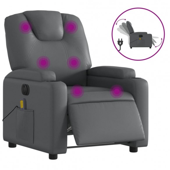 Fauteuil de massage inclinable électrique gris similicuir