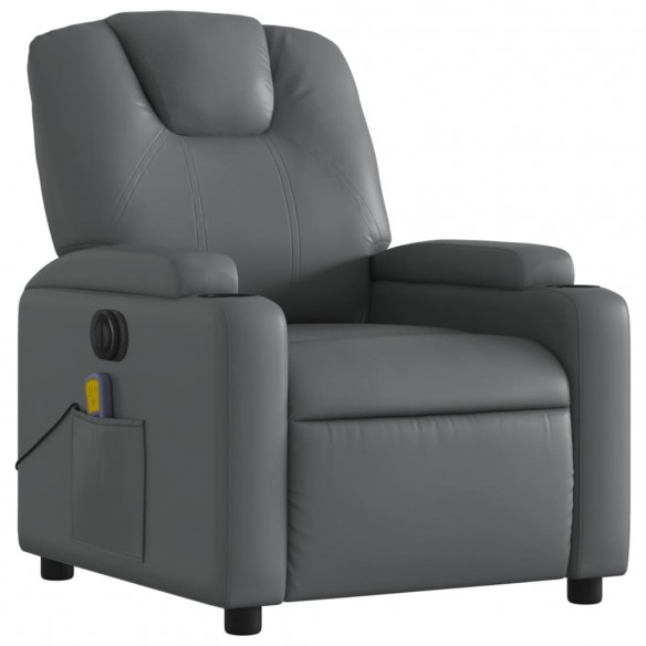 Fauteuil de massage inclinable électrique gris similicuir