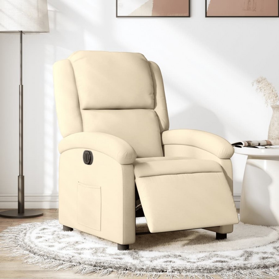 Fauteuil inclinable électrique Crème Tissu