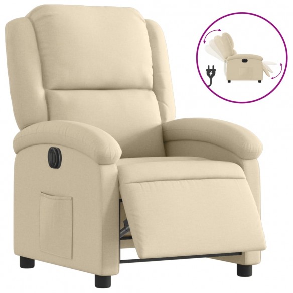 Fauteuil inclinable électrique Crème Tissu