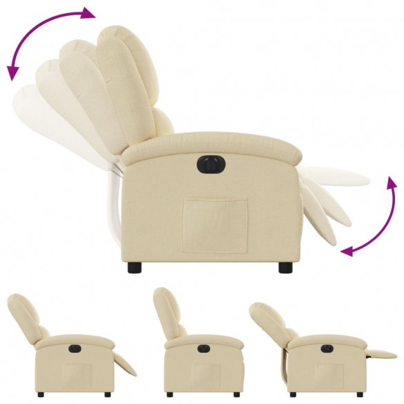 Fauteuil inclinable électrique Crème Tissu