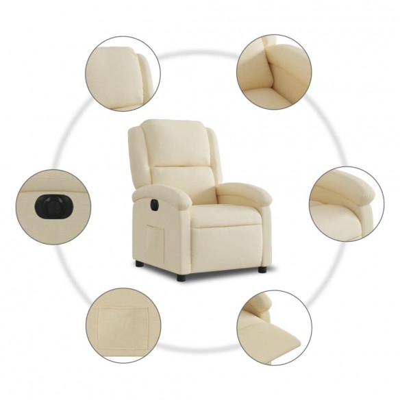 Fauteuil inclinable électrique Crème Tissu