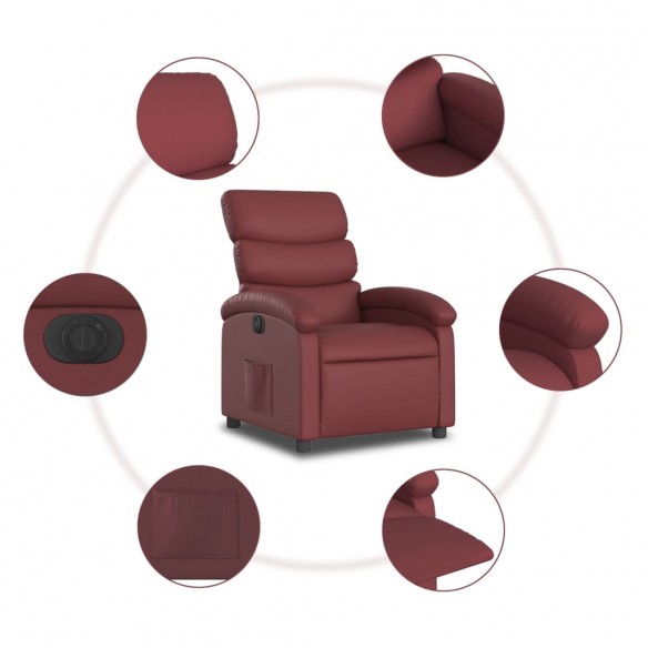 Fauteuil inclinable électrique Rouge bordeaux Similicuir