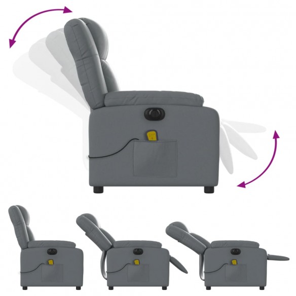 Fauteuil de massage inclinable électrique gris similicuir