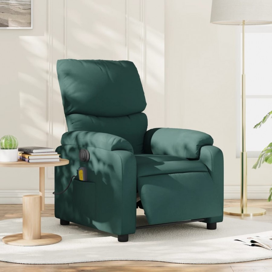 Fauteuil de massage inclinable électrique Vert foncé Tissu