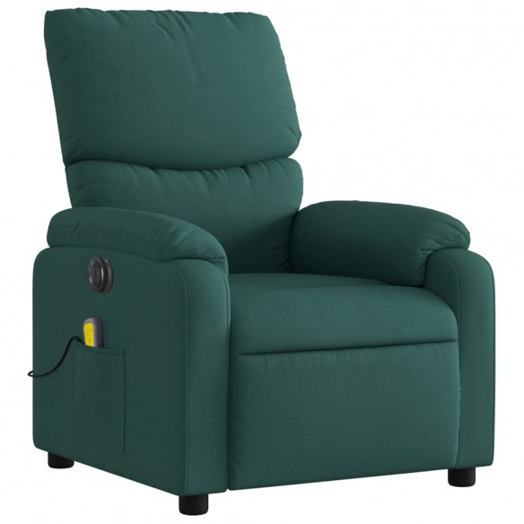 Fauteuil de massage inclinable électrique Vert foncé Tissu