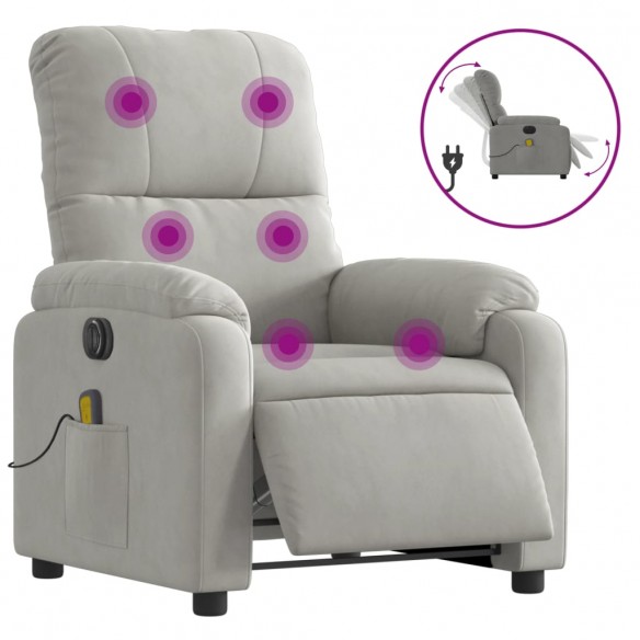 Fauteuil inclinable de massage électrique gris clair