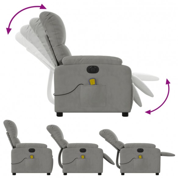 Fauteuil inclinable de massage électrique gris clair