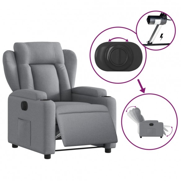 Fauteuil inclinable électrique Gris clair Tissu