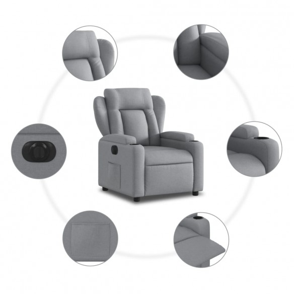 Fauteuil inclinable électrique Gris clair Tissu