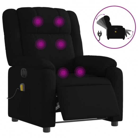 Fauteuil de massage inclinable électrique Noir Tissu