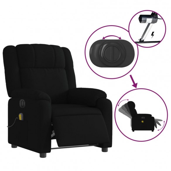 Fauteuil de massage inclinable électrique Noir Tissu