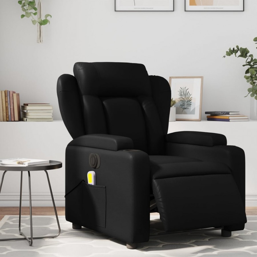 Fauteuil de massage inclinable électrique noir similicuir