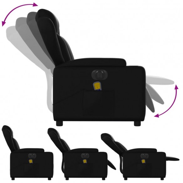 Fauteuil de massage inclinable électrique noir similicuir